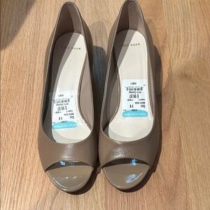 Cole Haan Women's Peep Toe Heel Wedges - Tan